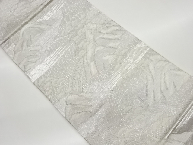 波に橋・寺院風景模様織出し袋帯